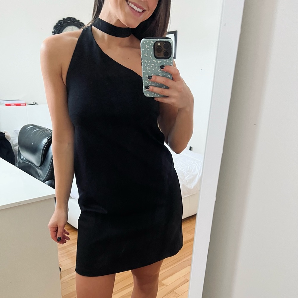 BLACK ONE SHOULDER MINI DRESS CHIC SMALL